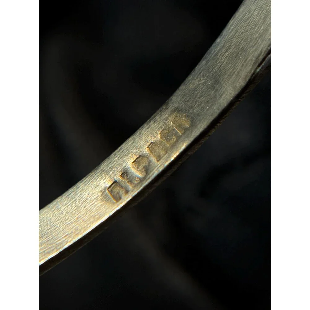Vintage Alpaca Silver Turquoise Inlay Bangle Bracelet Mexico